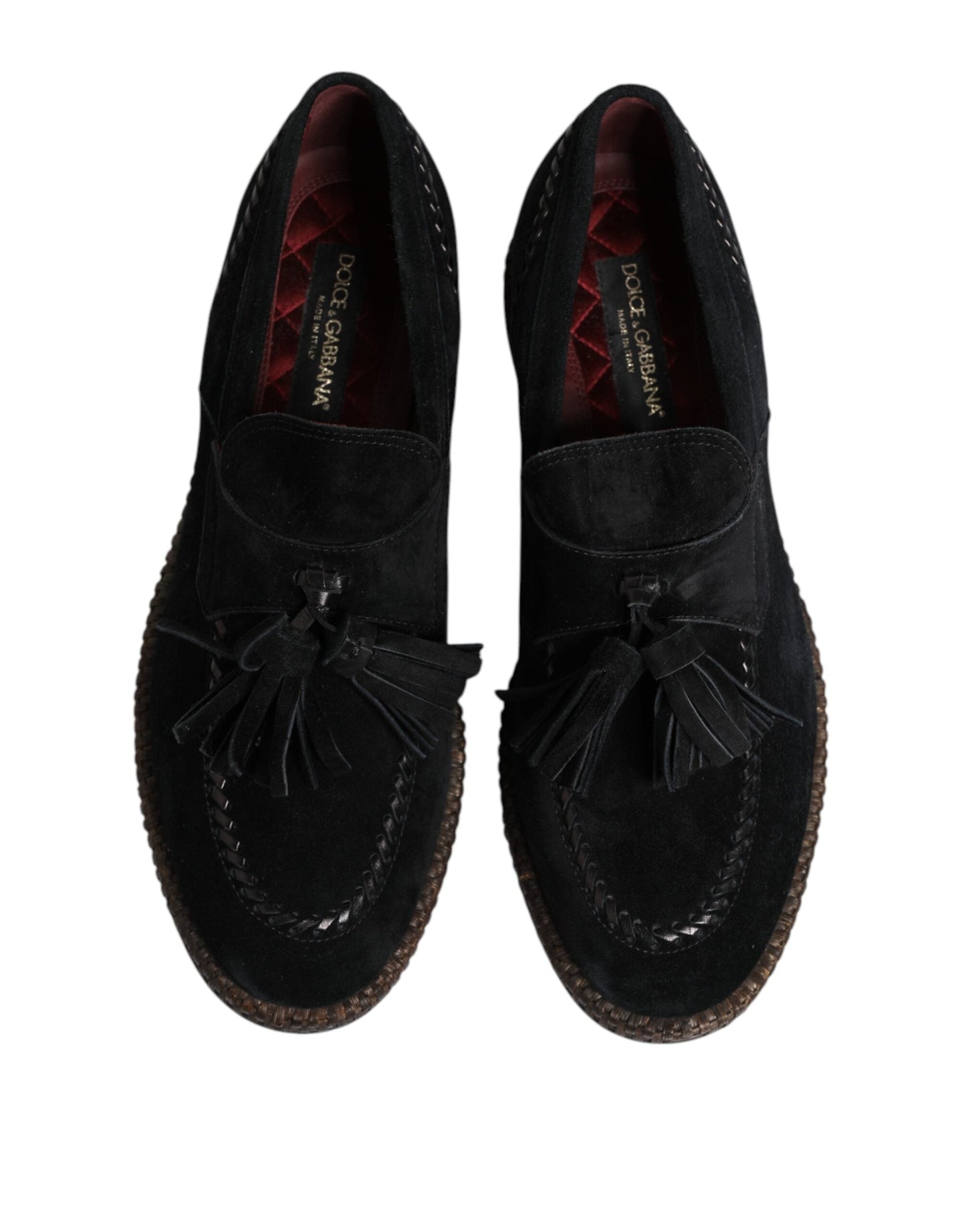 Dolce & Gabbana Black Suede Tassel Embellished Loafers Shoes