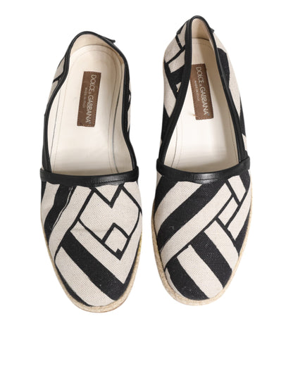 Dolce & Gabbana Black White Stripes Flat Espadrille Shoes