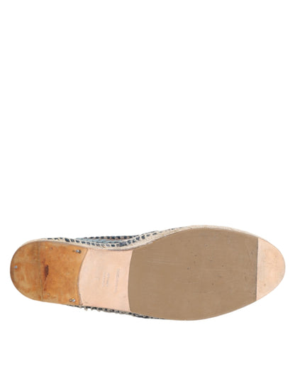 Dolce & Gabbana Blue Gray Woven Leather Buffalo Espadrille Shoes