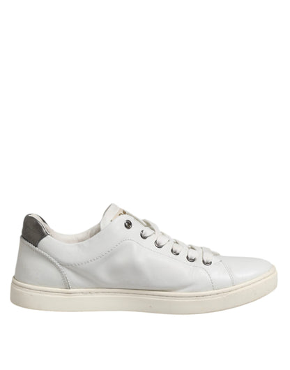 Dolce & Gabbana White Silver Sacred Heart Men Sneakers Shoes