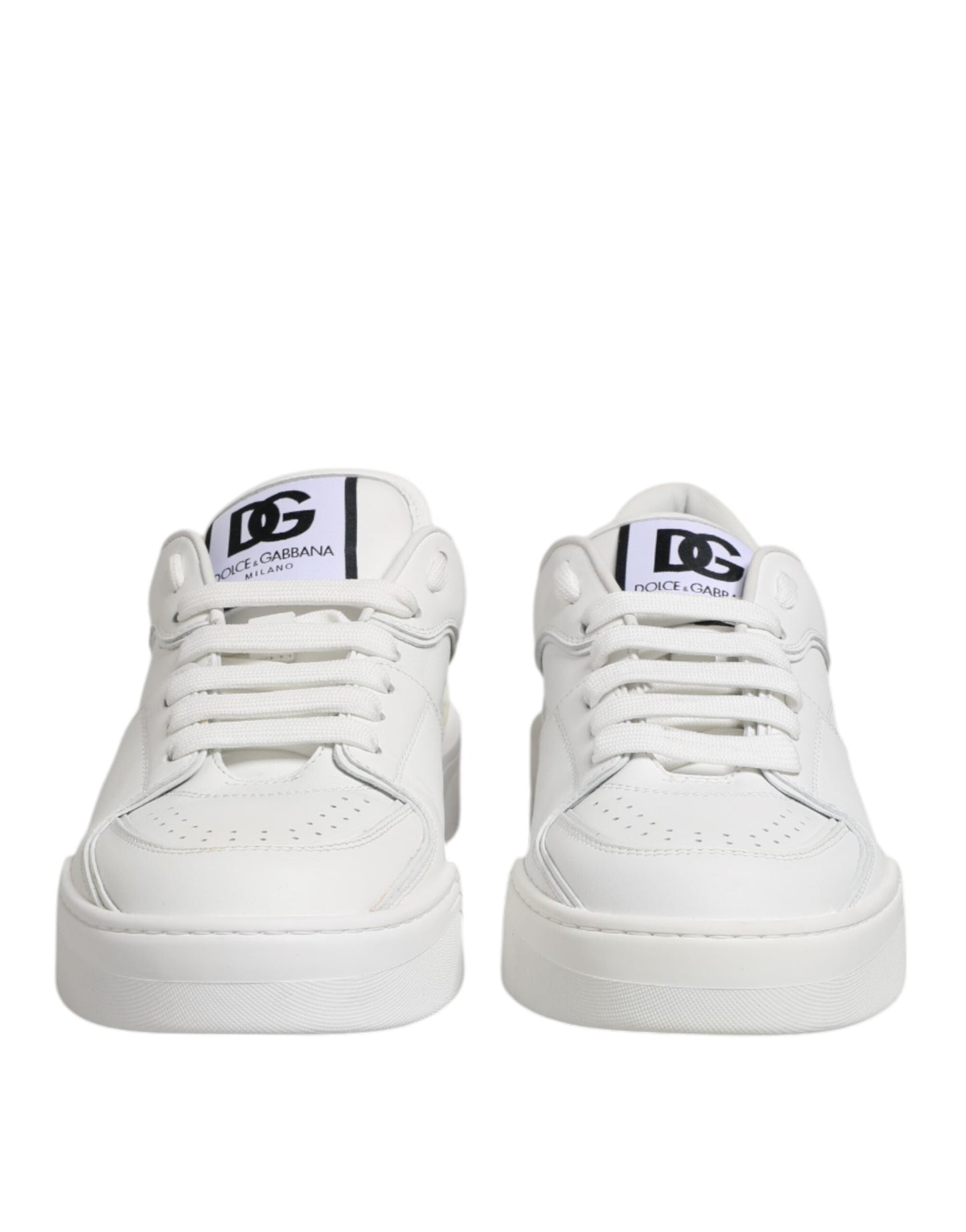 Dolce & Gabbana White Miami Leather Low Top Sneakers Shoes