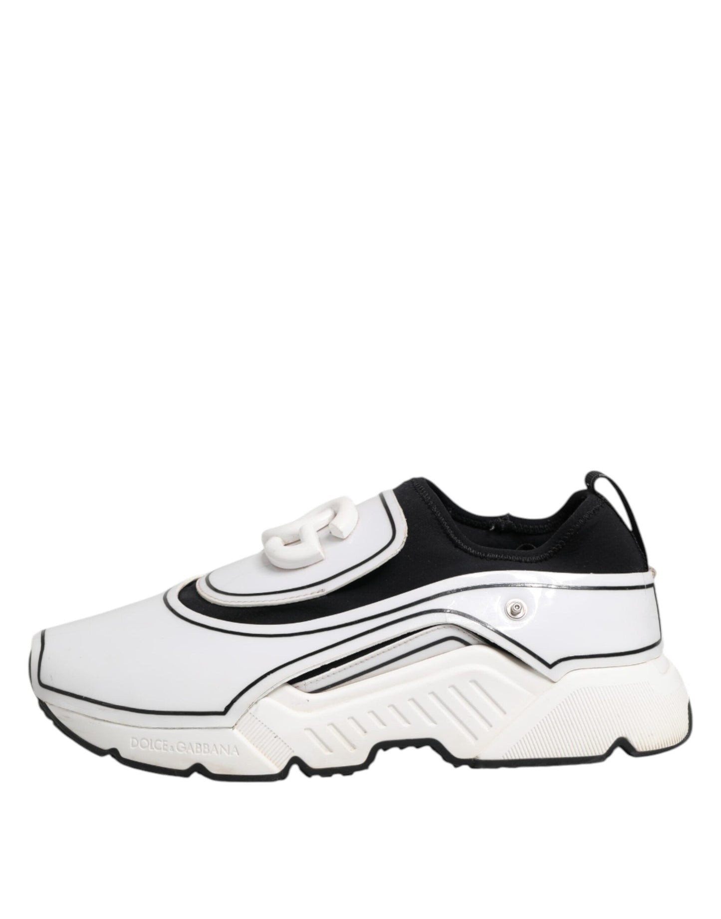 Dolce & Gabbana White Black Logo Plaque Daymaster Men Sneakers Shoes