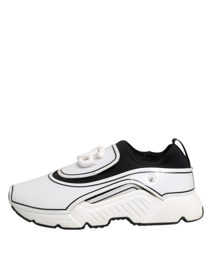 Dolce & Gabbana White Black Logo Plaque Daymaster Men Sneakers Shoes