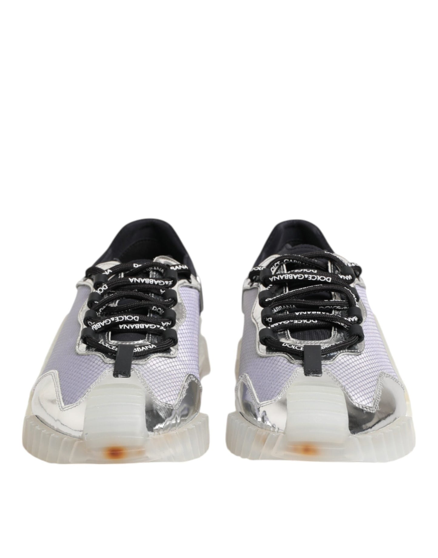 Dolce & Gabbana Silver Black Nylon NS1 Low Top Sneakers Shoes