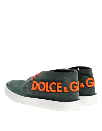 Dolce & Gabbana Green Derby Logo Casual Men Sneakers Shoes