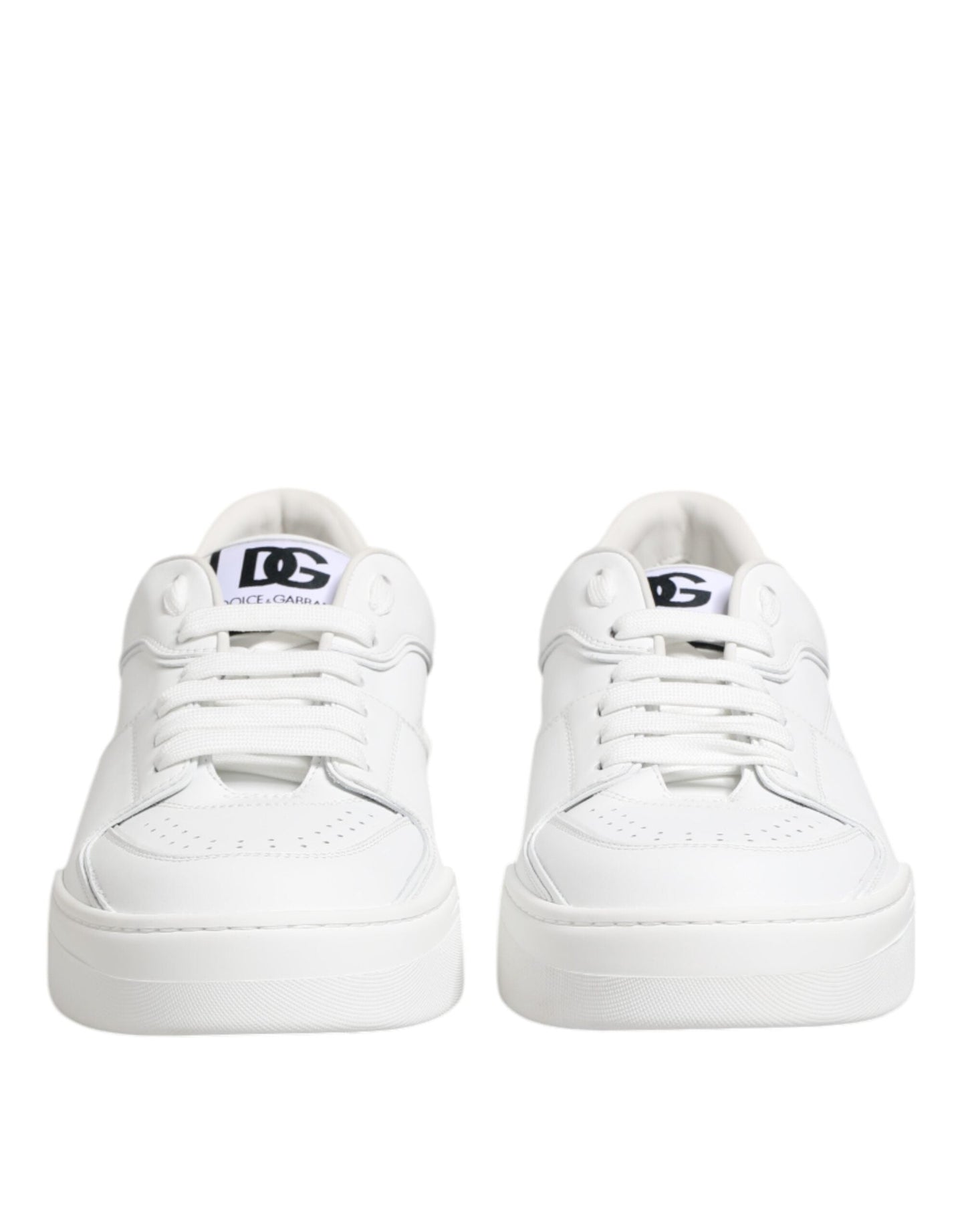 Dolce & Gabbana White Miami Leather Low Top Sneakers Shoes