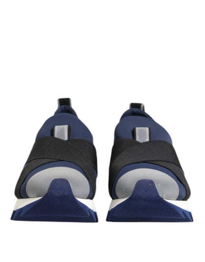 Dolce & Gabbana Blue Black Slip On Low Top Men Sneakers Shoes