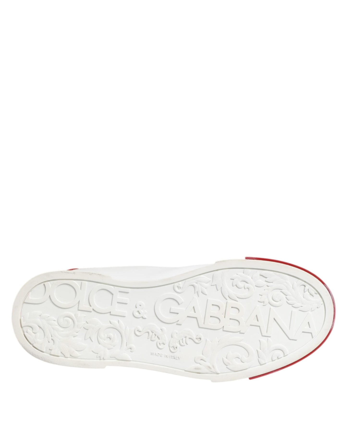 Dolce & Gabbana White Red Leather Lace Up Sneakers Shoes