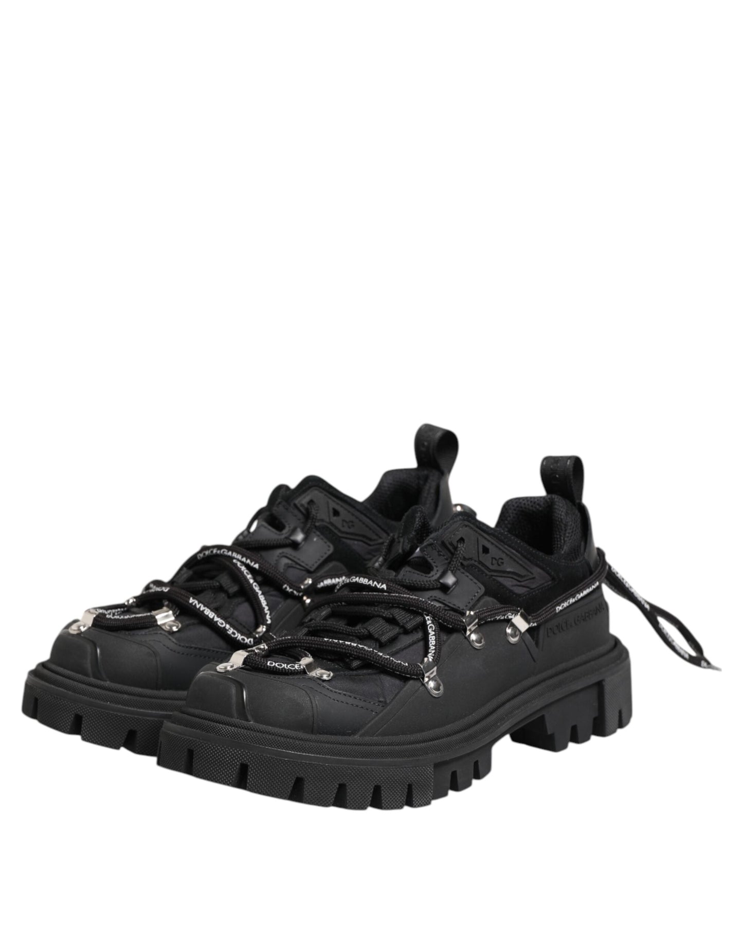 Dolce & Gabbana Black Low Top Lace Up Trekking Sneakers Shoes