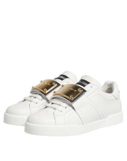 Dolce & Gabbana White Logo Plaque Low Top Men Sneakers Shoes