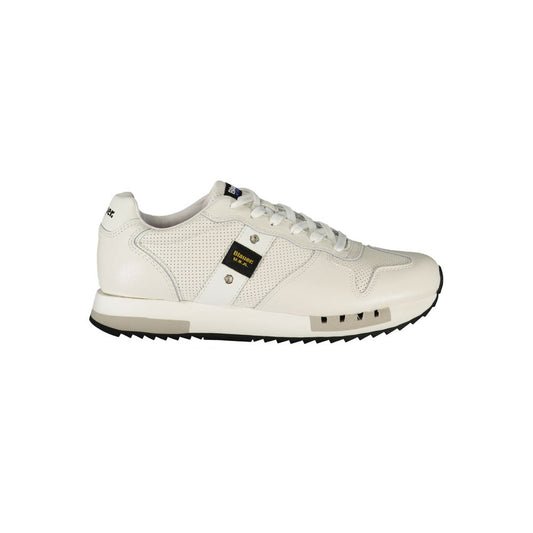 Blauer White Leather Men Sneaker