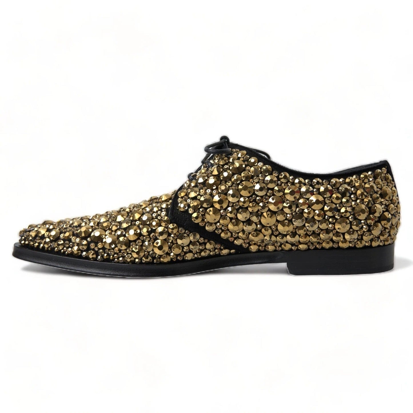 Dolce & Gabbana Black Gold Embellished Derby Shoes