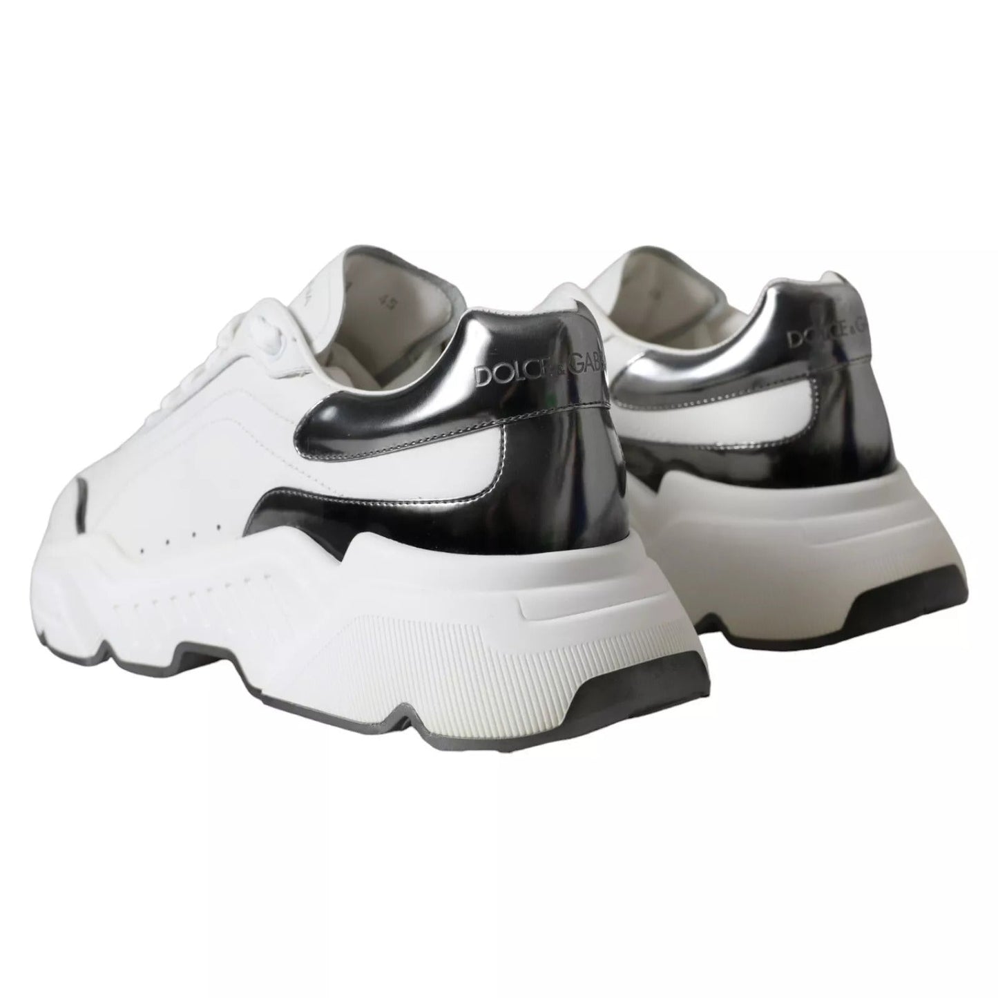 Dolce & Gabbana White Silver Leather Sport DAYMASTER Sneakers