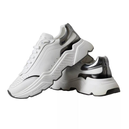Dolce & Gabbana White Silver Leather Sport DAYMASTER Sneakers