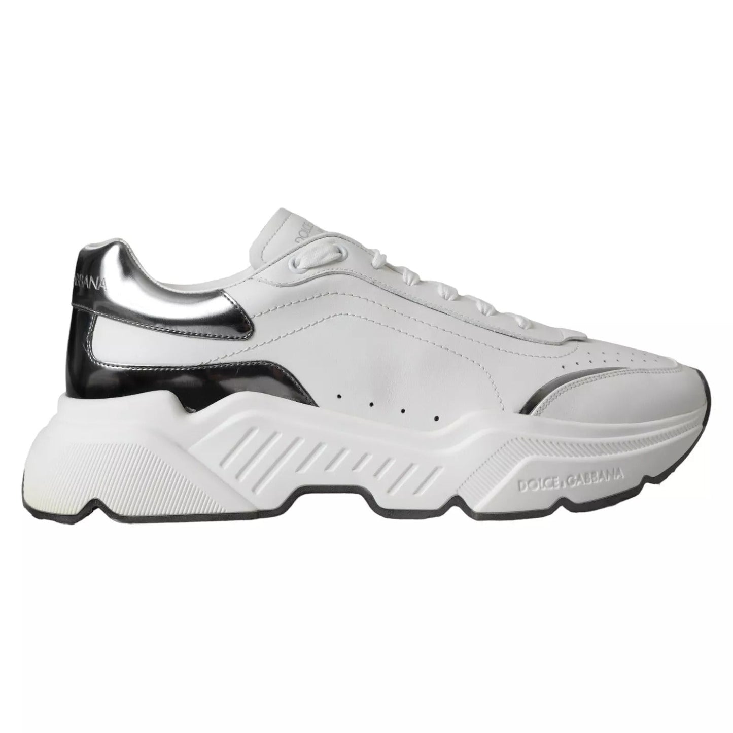 Dolce & Gabbana White Silver Leather Sport DAYMASTER Sneakers