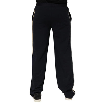 Dolce & Gabbana Black Modal Spandex Straight Logo Trouser Pants