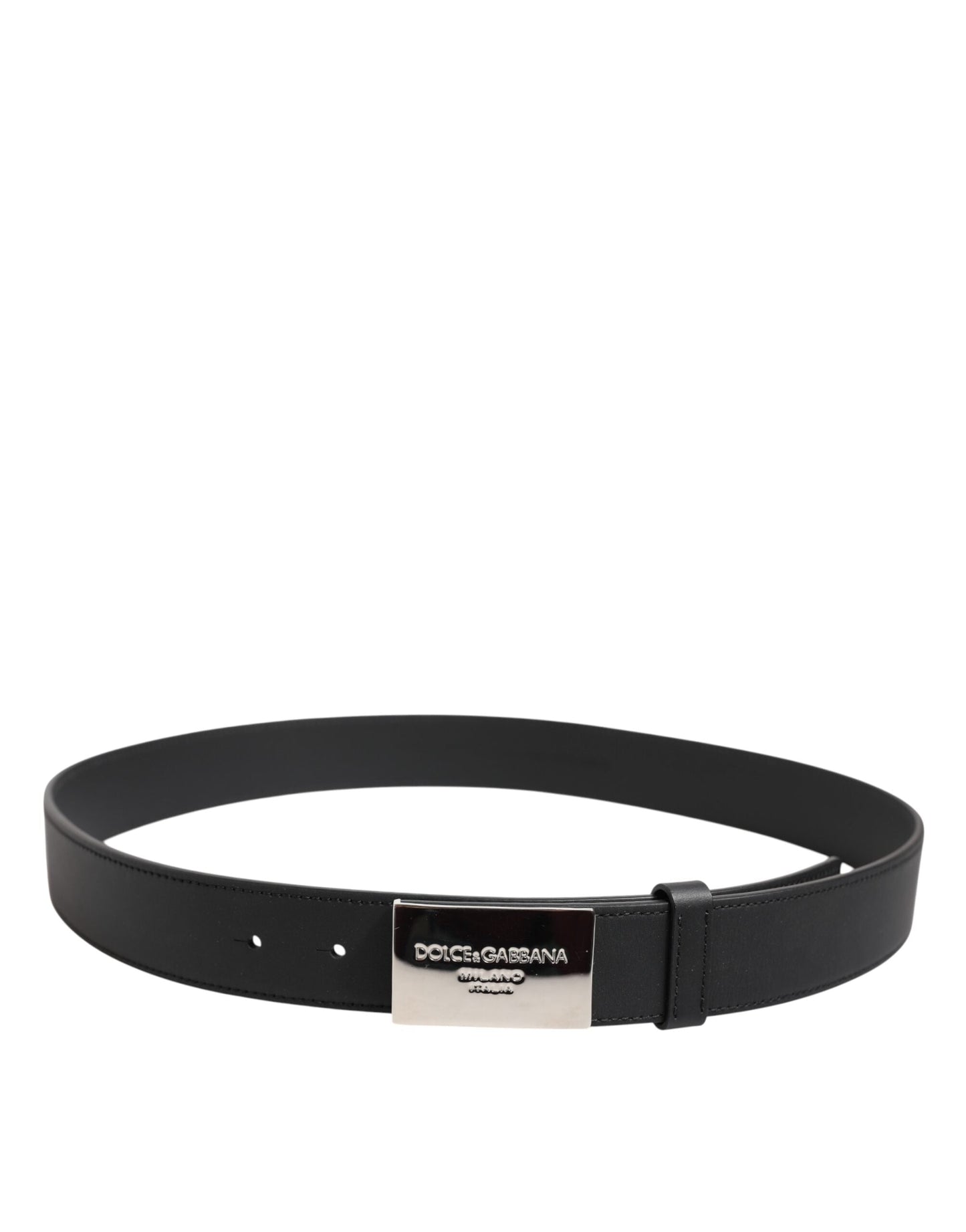 Dolce & Gabbana Black Leather Classic Metal Logo Buckle Belt