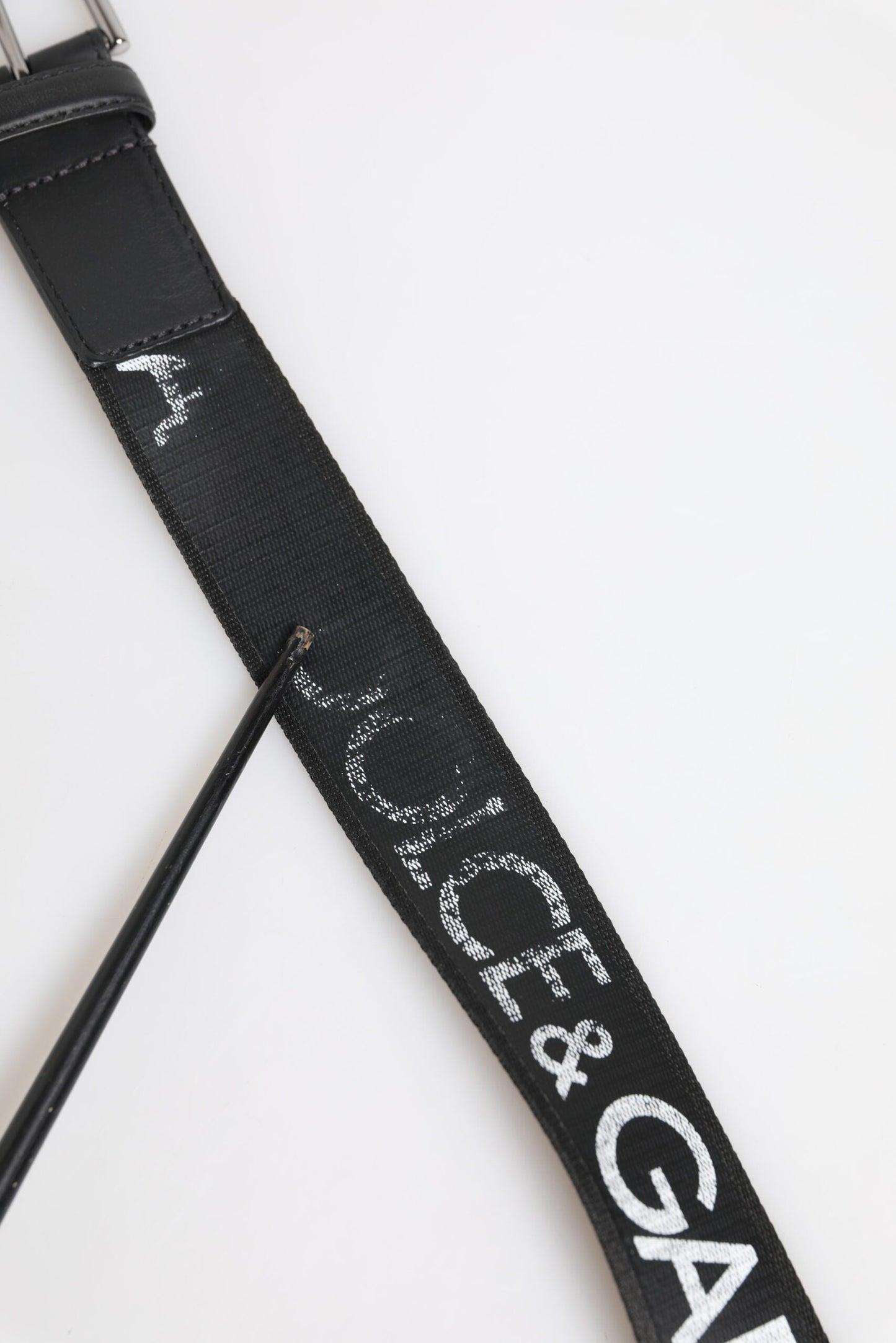 Dolce & Gabbana Black Polyester Leather Metal Buckle Belt