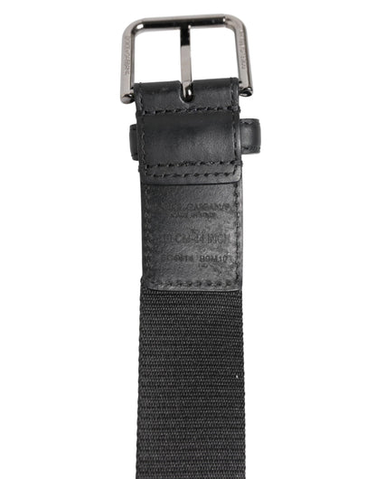 Dolce & Gabbana Black Polyester Leather Metal Buckle Belt