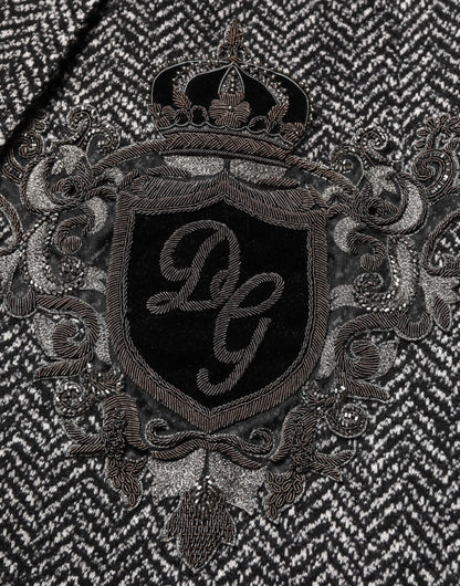 Dolce & Gabbana Black White Double Breasted Men Suit Blazer