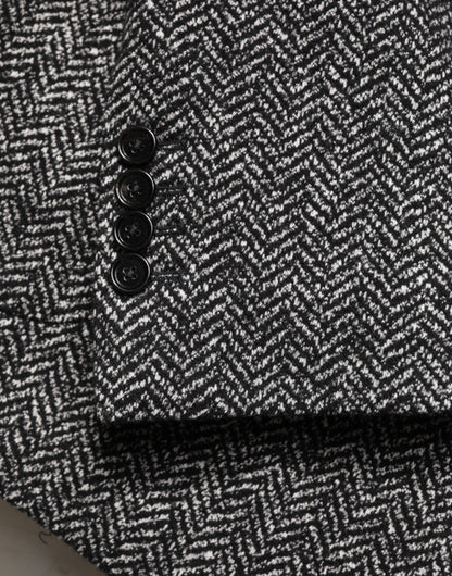 Dolce & Gabbana Black White Double Breasted Men Suit Blazer