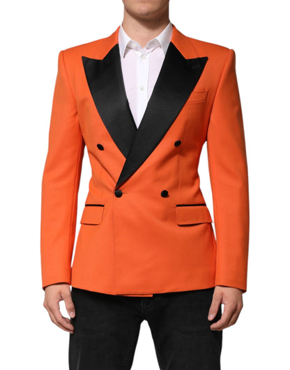 Dolce & Gabbana Orange SICILIA Double Breasted Coat Blazer