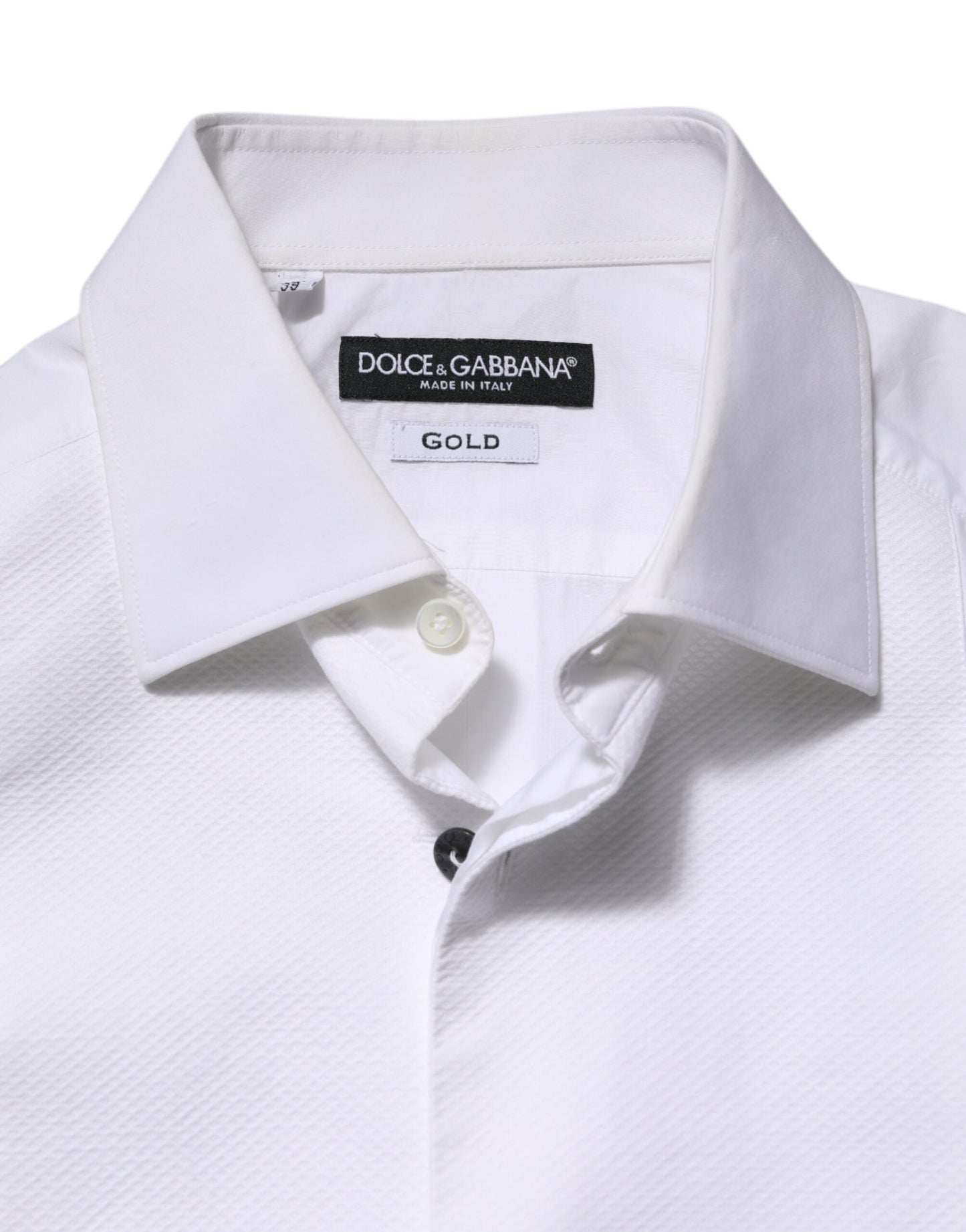 Dolce & Gabbana White Bib Cotton Poplin GOLD Men Formal Shirt