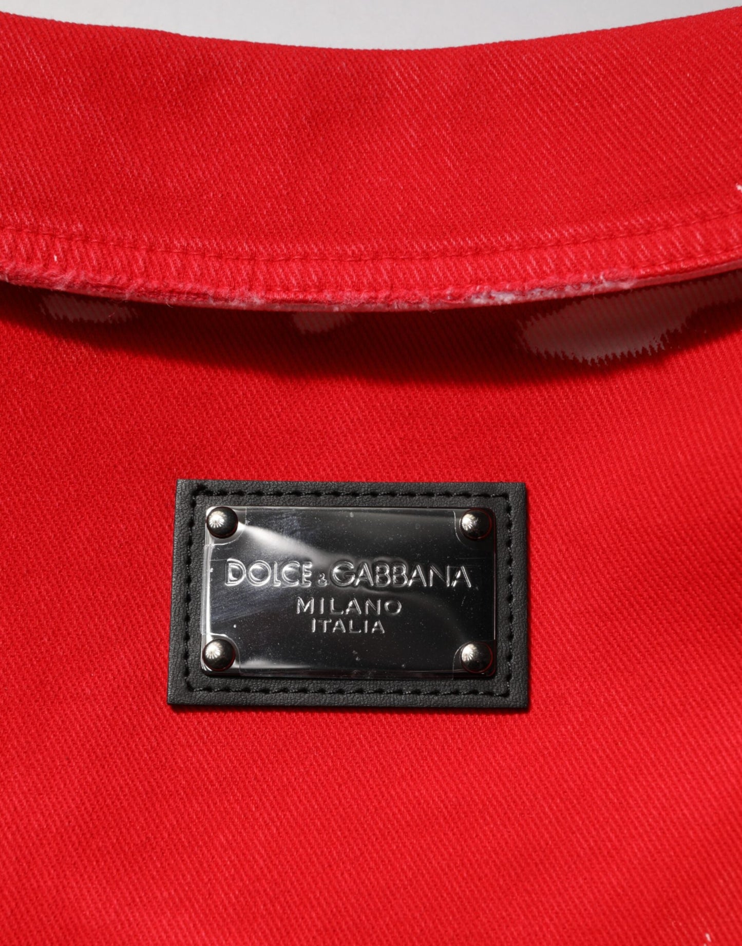 Dolce & Gabbana Red Sleeveless Logo Plaque Vest Jacket