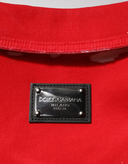 Dolce & Gabbana Red Sleeveless Logo Plaque Vest Jacket