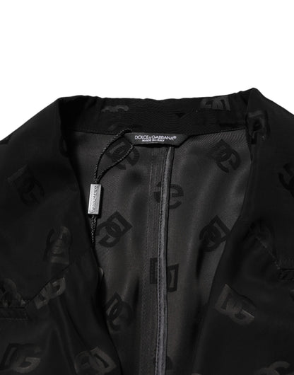 Dolce & Gabbana Black Polyester Logo Monogram Coat Jacket
