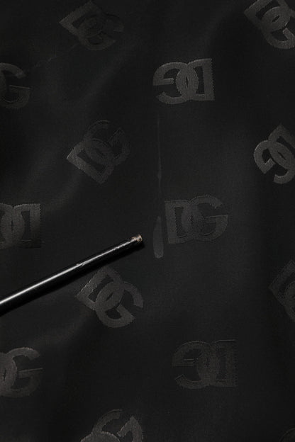 Dolce & Gabbana Black Polyester Logo Monogram Coat Jacket