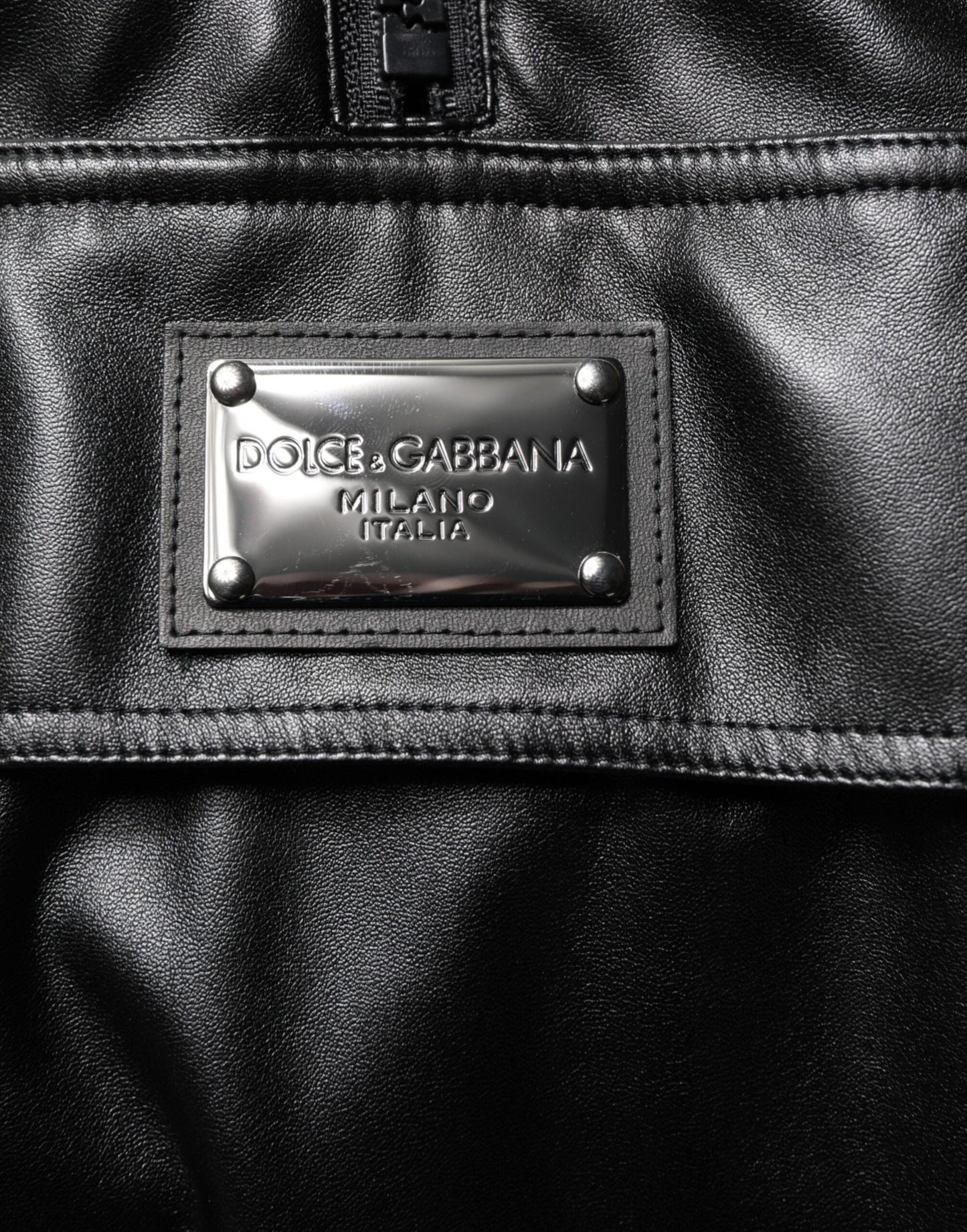 Dolce & Gabbana Black Polyester Logo Plaque Bomber Jacket