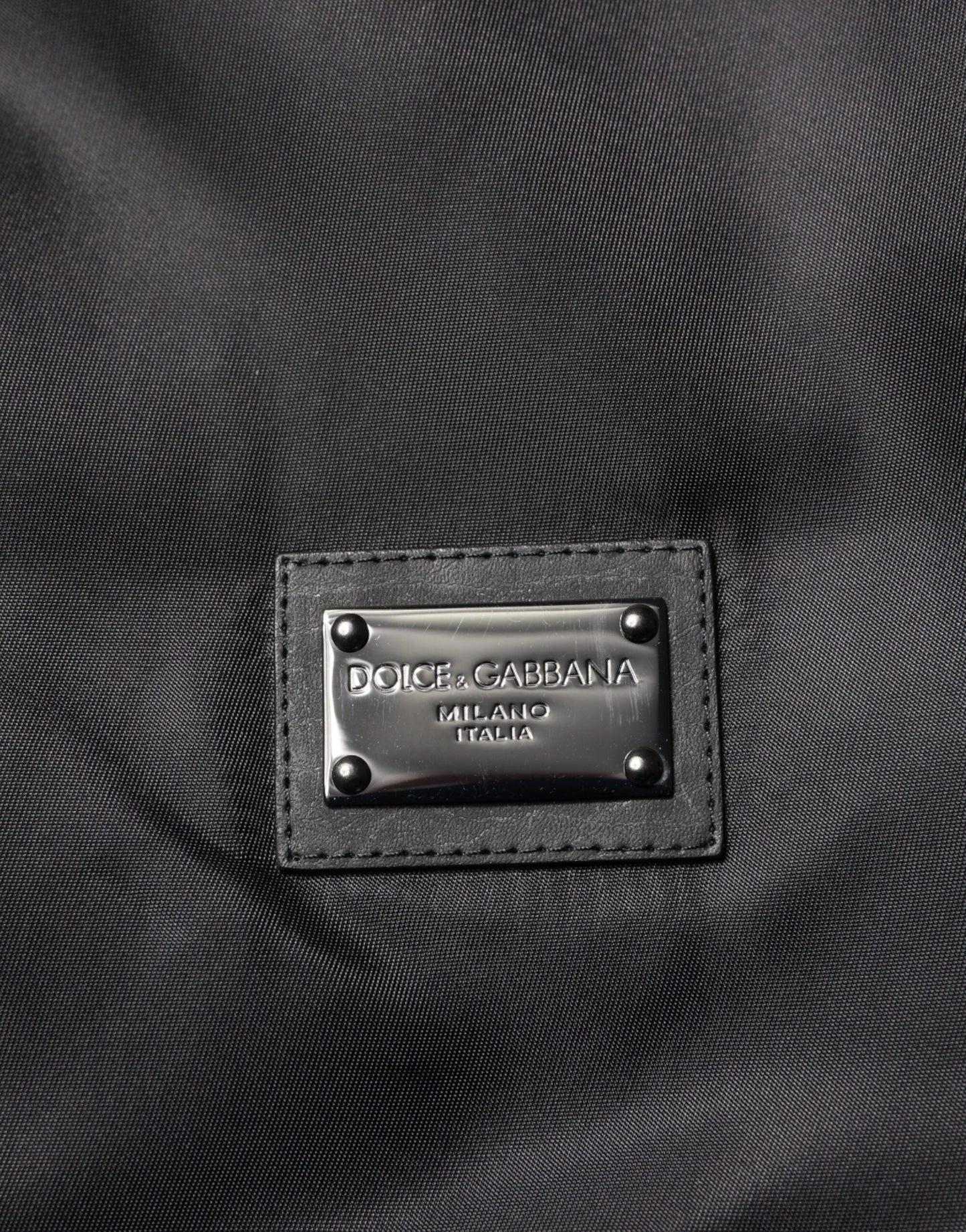 Dolce & Gabbana Black Polyester Logo Plaque Bomber Jacket