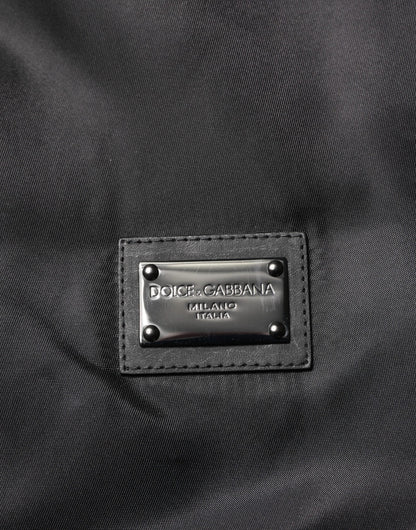 Dolce & Gabbana Black Polyester Logo Plaque Bomber Jacket