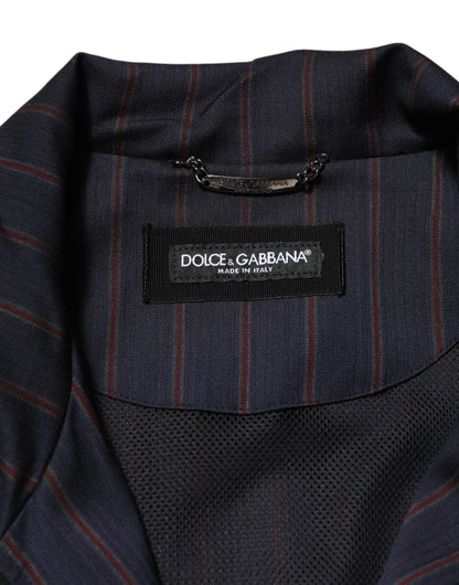 Dolce & Gabbana Blue Red Striped Logo Plaque Full Zip Jacket