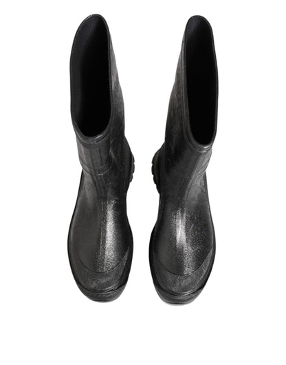 Dolce & Gabbana Metallic Gray Pull On Rain Boots Shoes