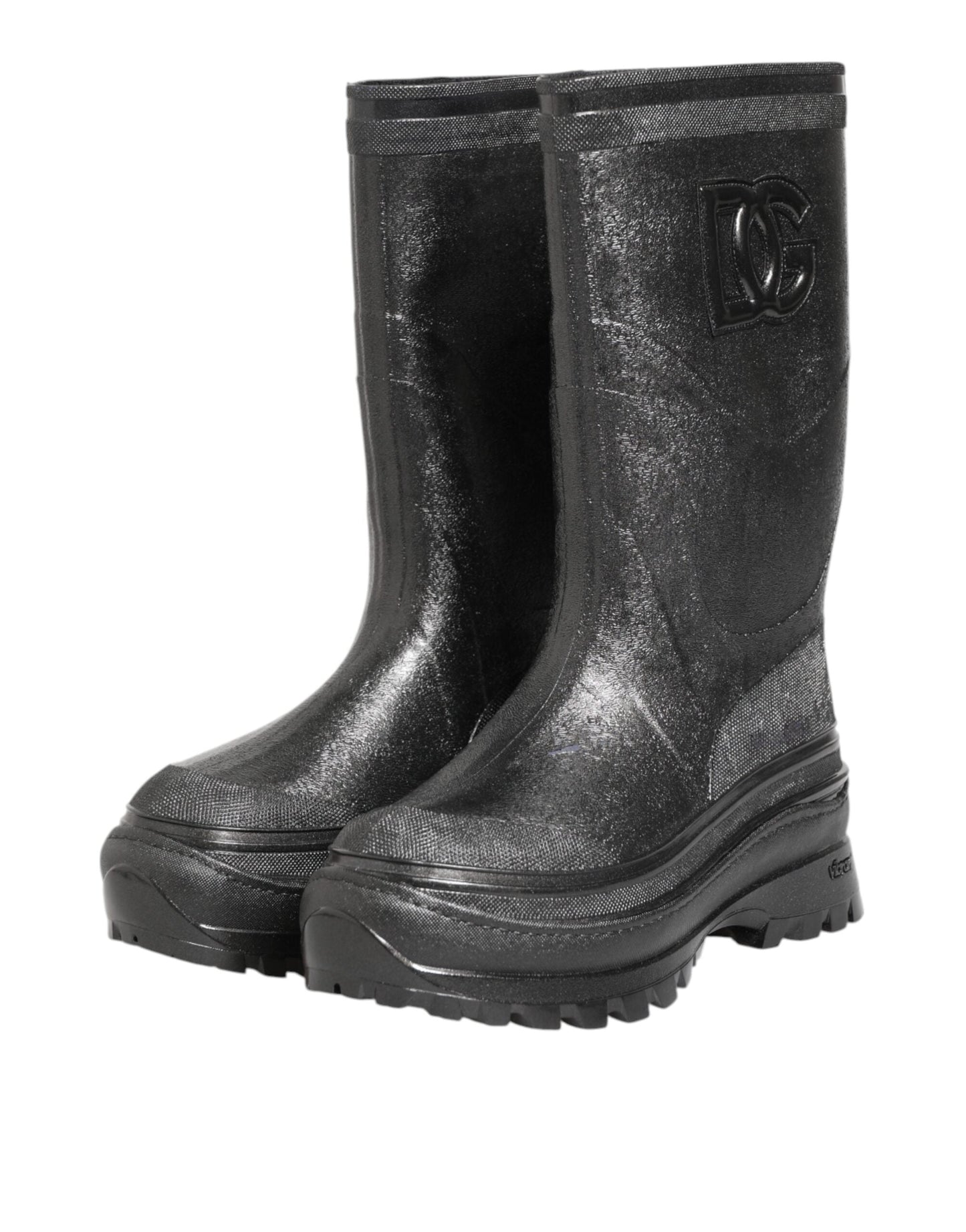 Dolce & Gabbana Metallic Gray Pull On Rain Boots Shoes