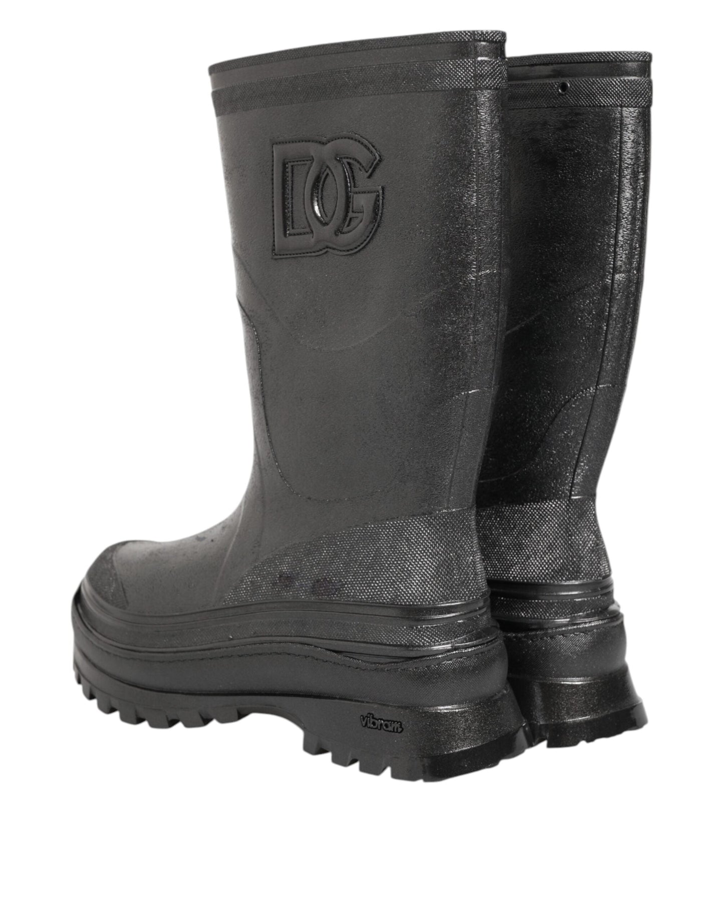 Dolce & Gabbana Metallic Gray Pull On Rain Boots Shoes