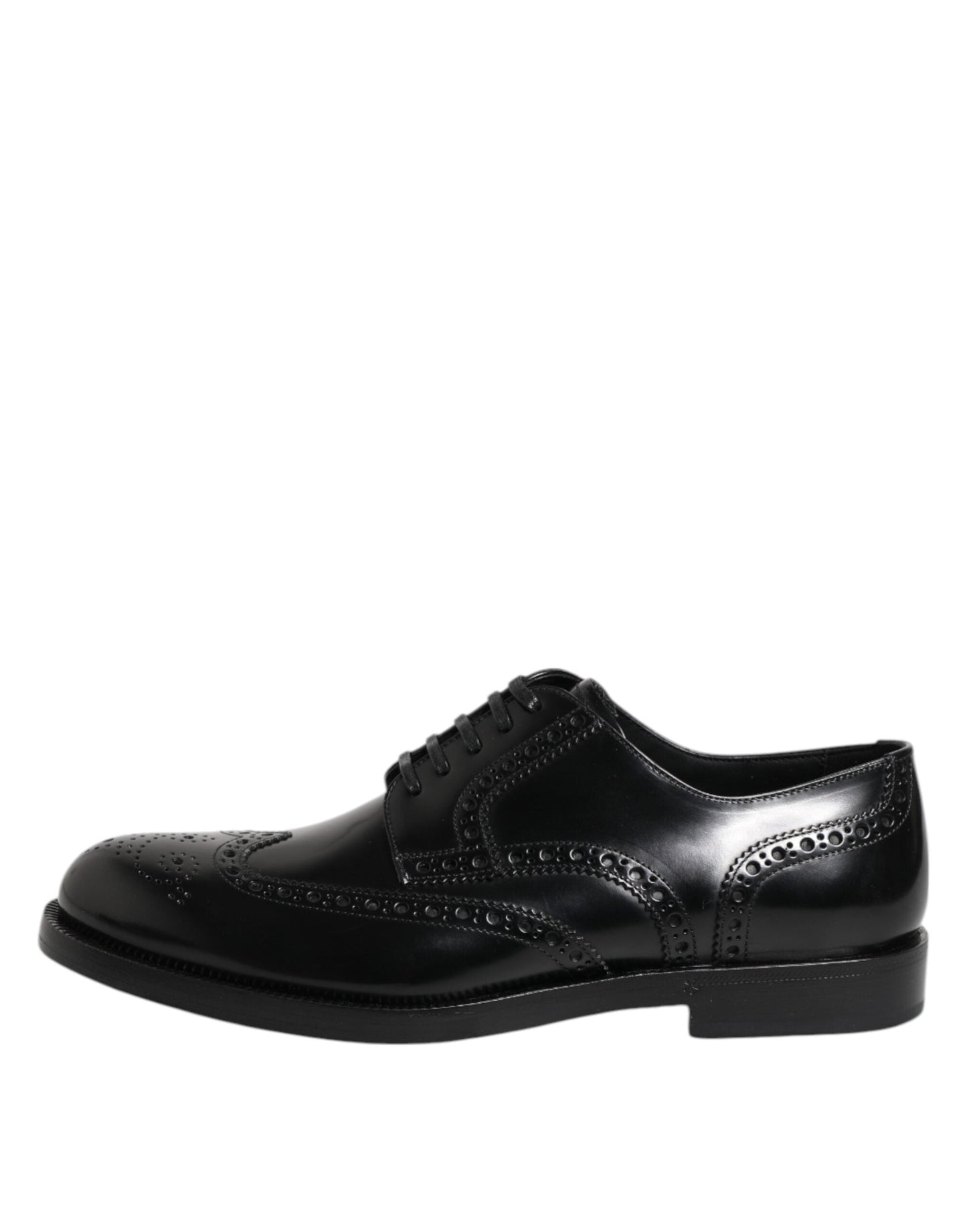 Dolce & Gabbana Black Leather Derby Wingtip Formal Shoes