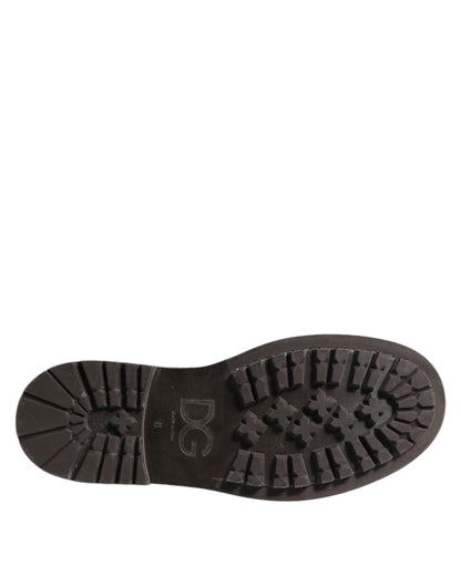 Dolce & Gabbana Brown Leather Distressed Brogue Lace Up Shoes