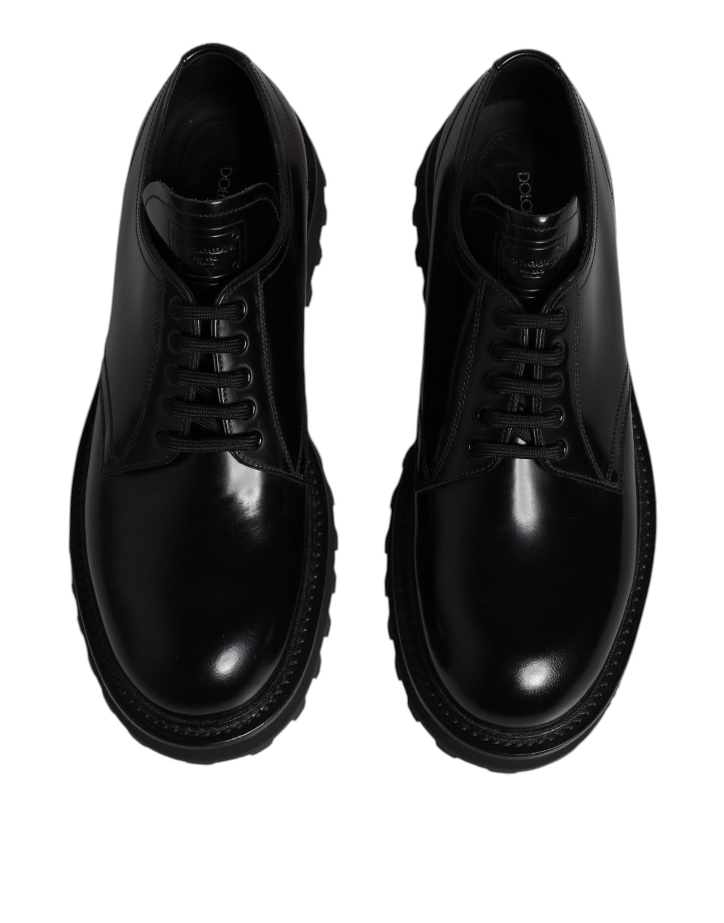 Dolce & Gabbana Black Leather Lace Up Trekking Dress Shoes