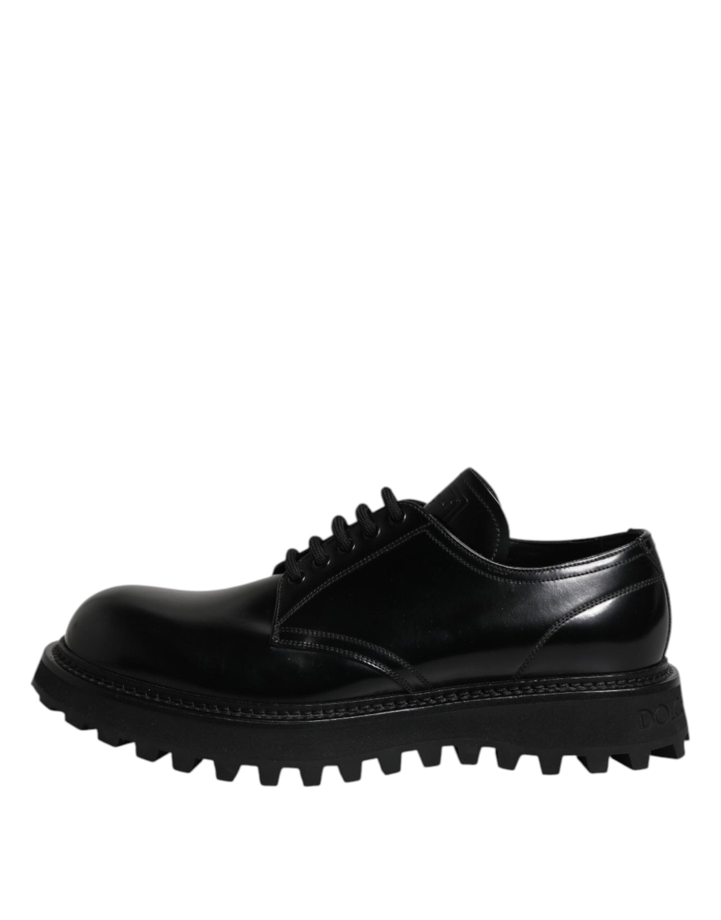 Dolce & Gabbana Black Leather Lace Up Trekking Dress Shoes