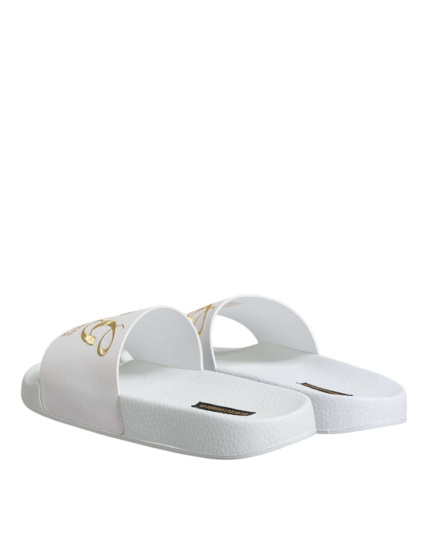 Dolce & Gabbana White Leather Slides Sandals Beachwear Shoes