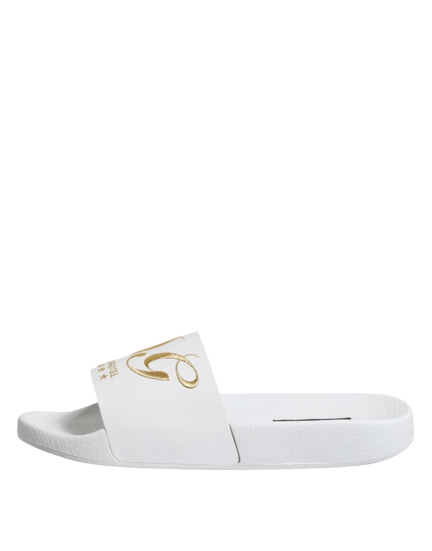 Dolce & Gabbana White Leather Slides Sandals Beachwear Shoes