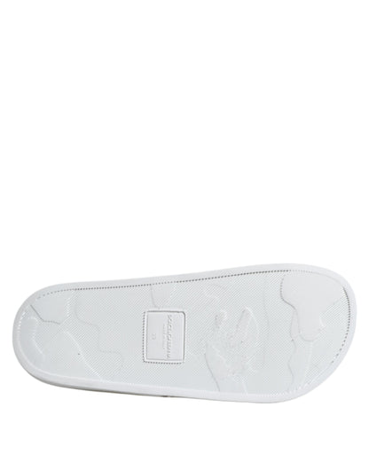 Dolce & Gabbana White Leather Slides Sandals Beachwear Shoes