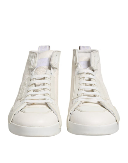 Dolce & Gabbana White Leather Mid Top Sneakers Shoes