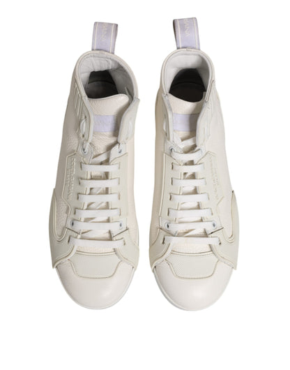 Dolce & Gabbana White Leather Mid Top Sneakers Shoes
