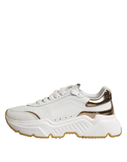 Dolce & Gabbana White Gold Daymaster Low Top Sneakers Shoes