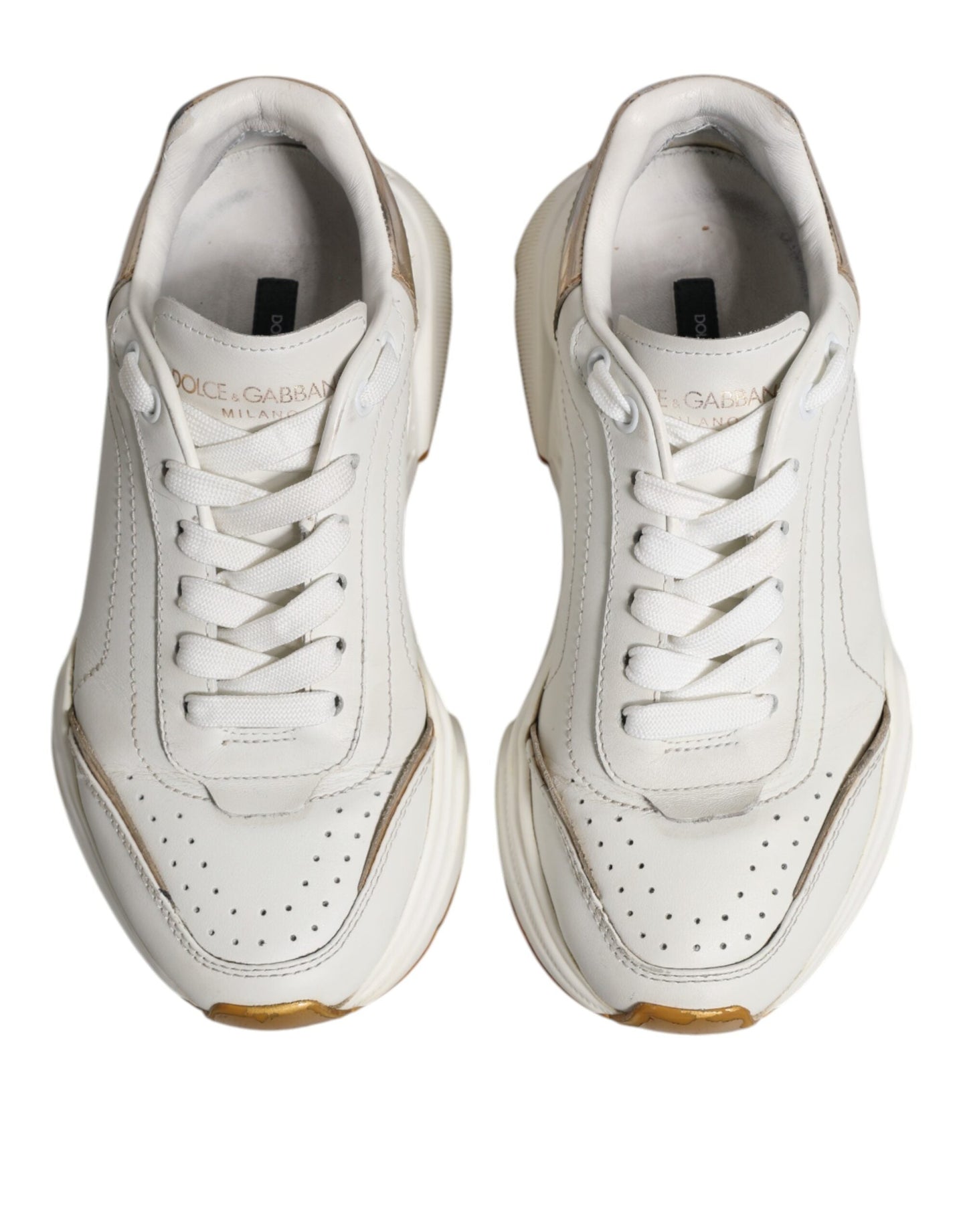 Dolce & Gabbana White Gold Daymaster Low Top Sneakers Shoes