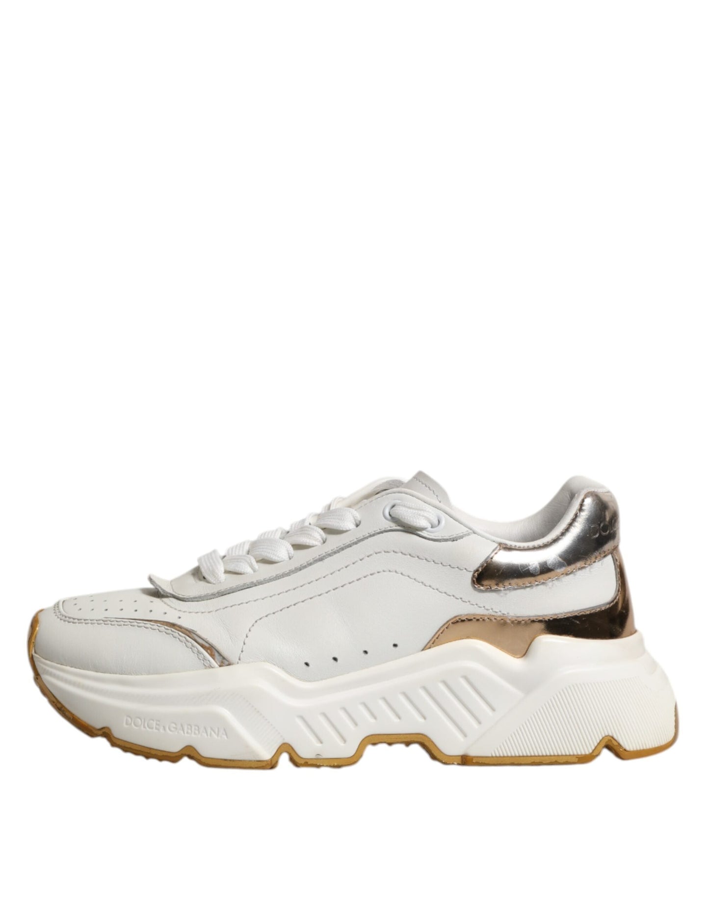 Dolce & Gabbana White Gold Daymaster Low Top Sneakers Shoes